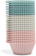 Skiennix Reusable Silicone Baking Cups - BPA Free Muffin Liners, Mini Size, 24 Pack in Pink, Gray, Blue