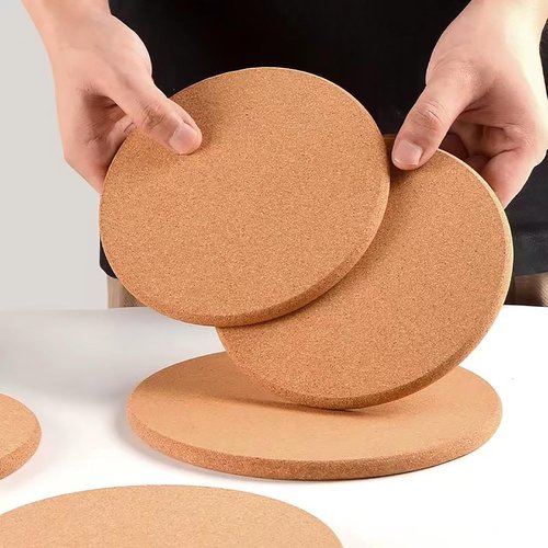 Cork Trivet, 4 Pack High Density Thick Cork Coasters Set for Hot Dishes, 7.5 Inch Heat Resistant Multifunctional, Hot Pads for Kitchen, Table, Countertops