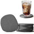 Diatomaceous Earth Coasters Set of 6 for Drinks, Moisture Water Absorbent Stone Coasters for Table Desk at Work, Water Absorbing Instant Drying Diatomite, Modern Deep Grey