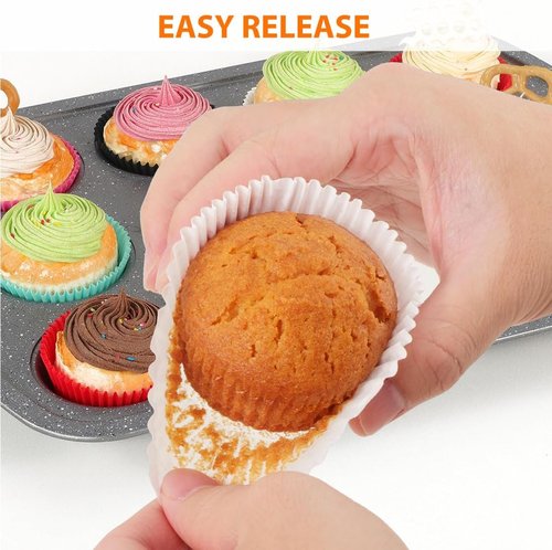Caperci White Cupcake Liners - 200 Count Greaseproof Baking Cups for Weddings & Parties
