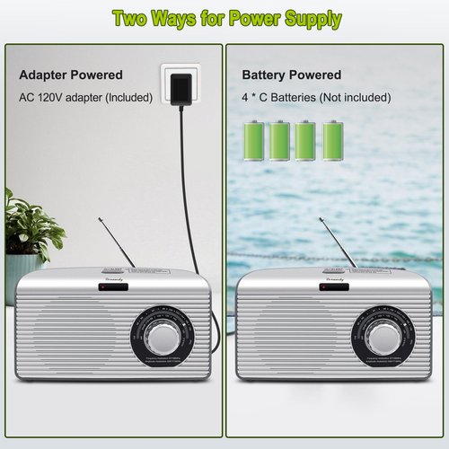 DreamSky Bluetooth Speaker Radio Sleep Timer, Hi-Fi Clear Extra Loud Sound, Portable AM FM Radio with Strong Reception, Plug in Wall or Battery Operated for Home/Outdoor, Seniors Small Gift