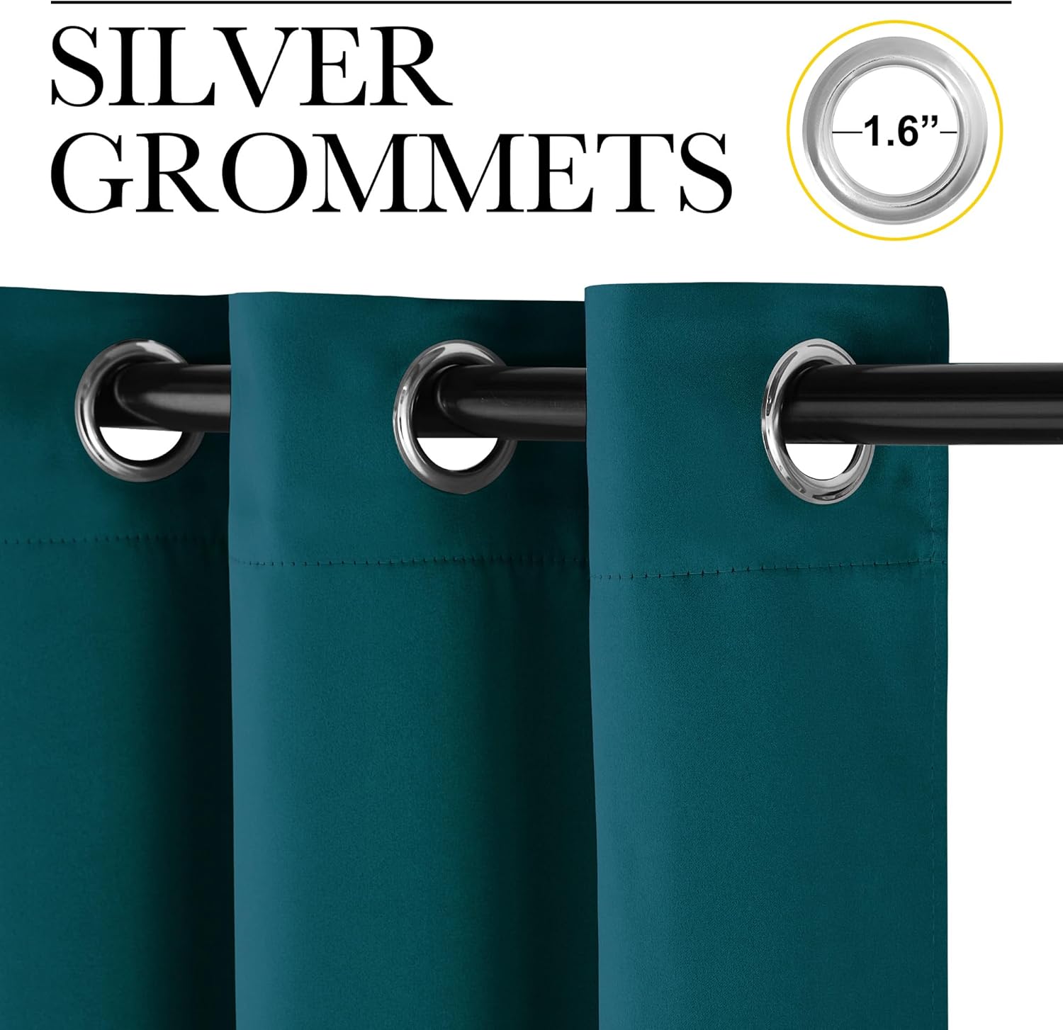 NICETOWN Teal Blackout Cafe Curtains - Faux Silk Thermal Insulated Drapes | 42" W x 63" L, 2 Panels