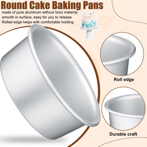 Domensi 40 Pack Small 4 Inch Cake Pan Aluminum Mini Round Cake Baking Pans Tins Set with 100 Pcs Parchment Paper Rounds Non Toxic Healthy Leakproof Easy Clean Mirror Finish Dishwasher Safe