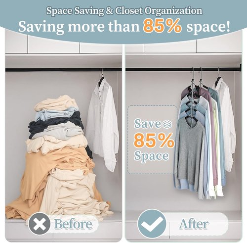 Clothes Hangers - Space-Saving Non-Slip Multi-Shirt Organizer | Foam Padded for Closet - 2 Pack