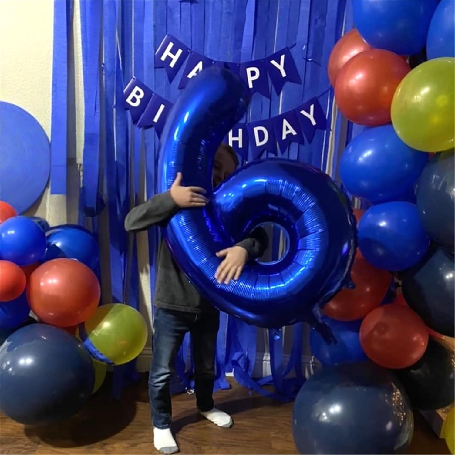 Skiennix Navy Blue Number 6 Balloon - 40In Large Foil Balloon for 6th Birthday Party Decorations