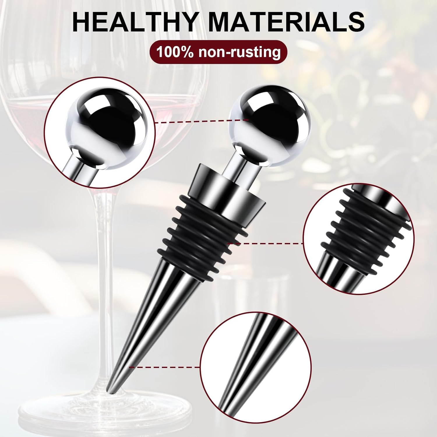 Wine Bottle Stopper 3PCS Wine Stoppers for Wine Bottles Wine Stoppers Bottle Stopper Silicone Wine Bottle Stopper Wine Toppers for Wine Bottles for Home, Hotel, Club, Bar Venues