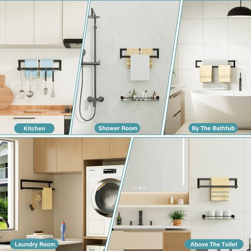 Alise Double Towel Bar, 32" Towel Racks for Bathroom Wall Mounted SUS304 Stainless Steel, Quick Drying Bathroom Towel Holder, Long Heavy Duty Towel Hanger, Matte Black