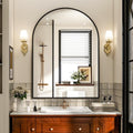 Arch Bathroom Mirror, 24x36 inch Arched Bathroom Mirror/Wall Mounted Vanity Mirror - Arch Metal Frame Wall Mirror for Bathroom Bedroom Living Room, Black