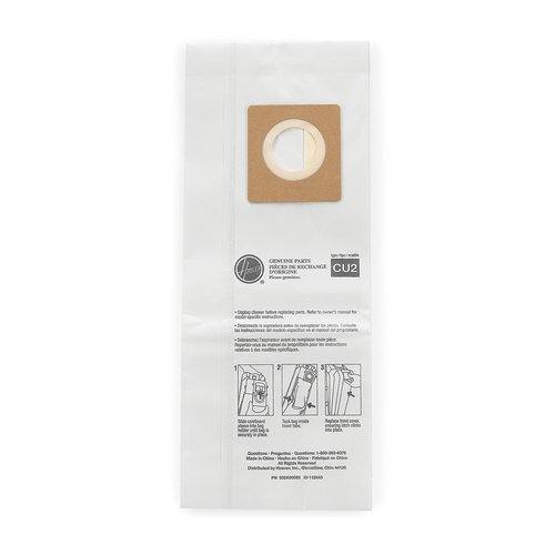 Hoover Commercial AH10143 Upright Bags for HushTone, Standard Filtration (Pack of 10), White, Compatible with Vacuum Cleaner