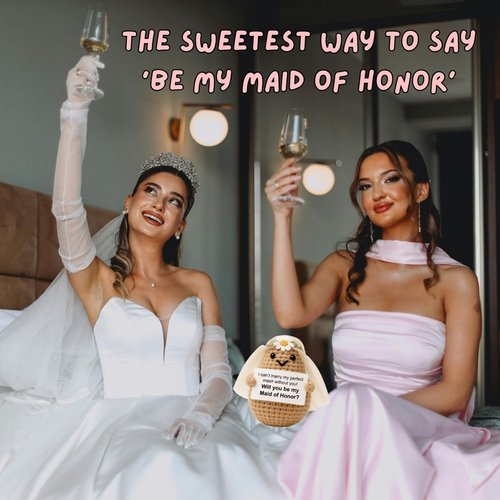 M.O.Q. Bridesmaid Proposal Wedding Party Will You Be My Bridesmaid Maid of Honor Positive Potato Gifts Ideas, Bachelorette, Small Cute Stuff Things, Handmade Crochet (Maid of Honor)