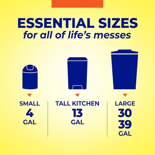 Hefty Essentials 30 Gallon Drawstring Trash Bags - 56 Count | Scent-Free Black Garbage Bags for Large Items