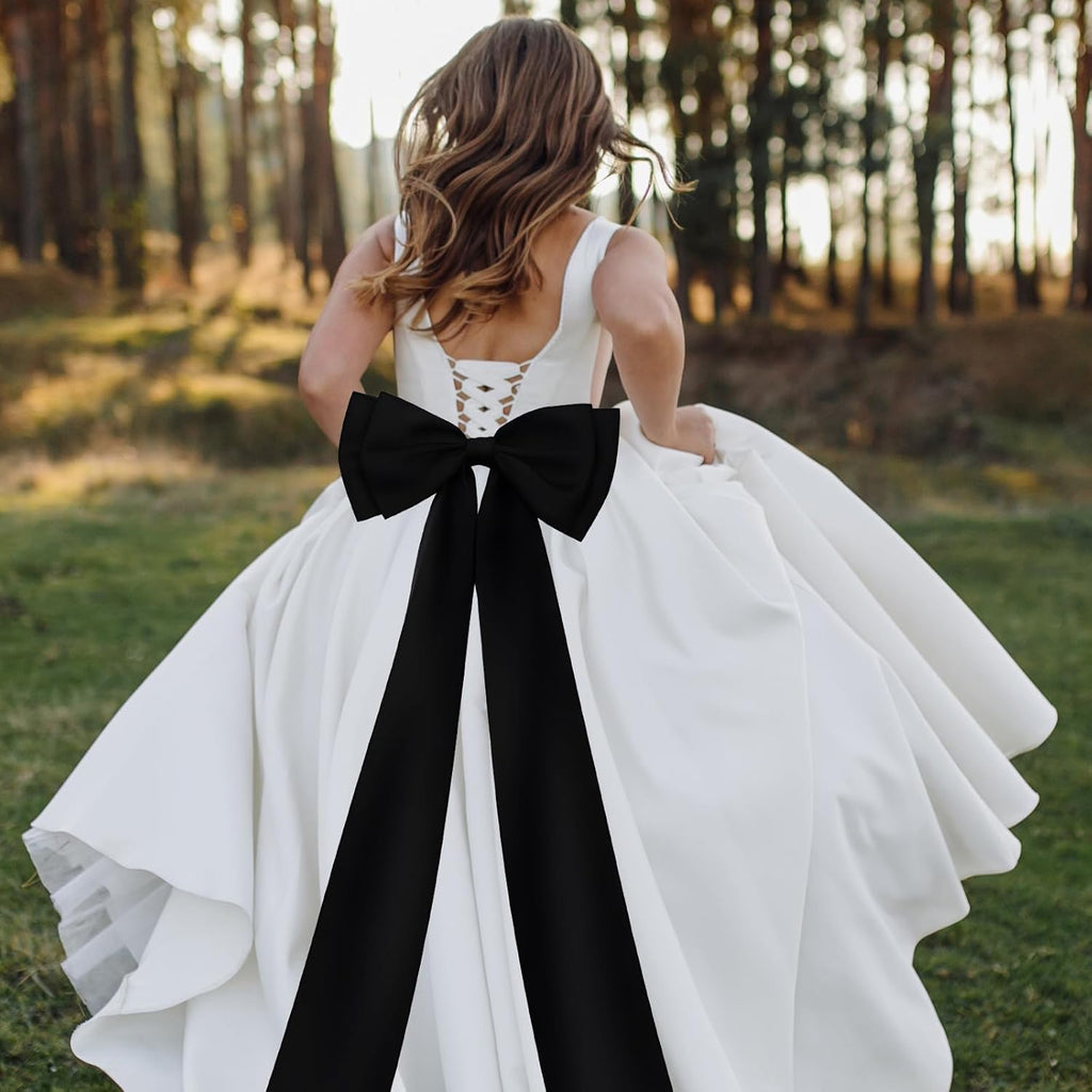 Skiennix Large Satin Bow Decoration - Giant Wall Bows for Weddings & Baby Showers | Black