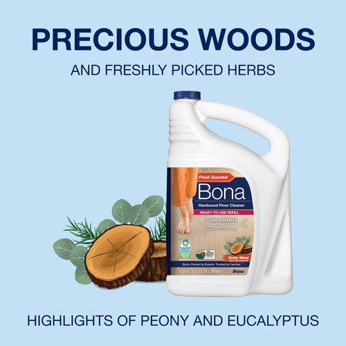 Bona Hardwood Floor Cleaner Refill - 64 fl oz - Cedar Wood - Refill Spray Mops and Spray Bottles - Residue-Free Floor Cleaning Solution for Hardwood Floors
