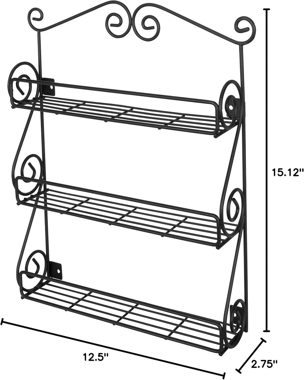 Spectrum Diversified 3-Tier Wall-Mounted Spice Rack Organizer - Traditional Design for Kitchen & Cabinet
