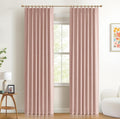 Skiennix 100% Blackout Curtains - Faux Linen Pinch Pleated Drapes, 96" Long, Blush Pink, 2 Panels Set