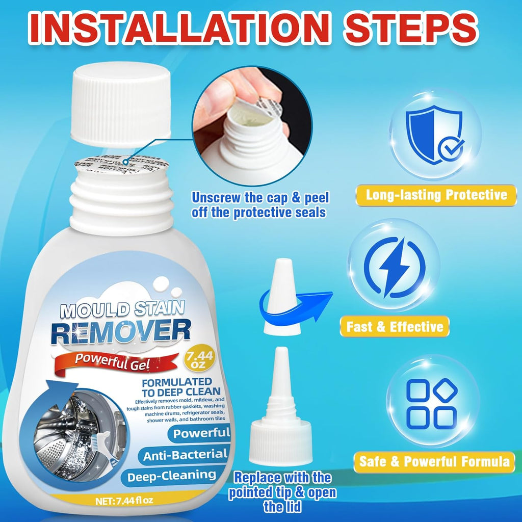 Skiennix Mold Remover Gel - Powerful Washing Machine & Bathroom Cleaner for Gaskets, Grout, Tile | All-Purpose Stain Remover