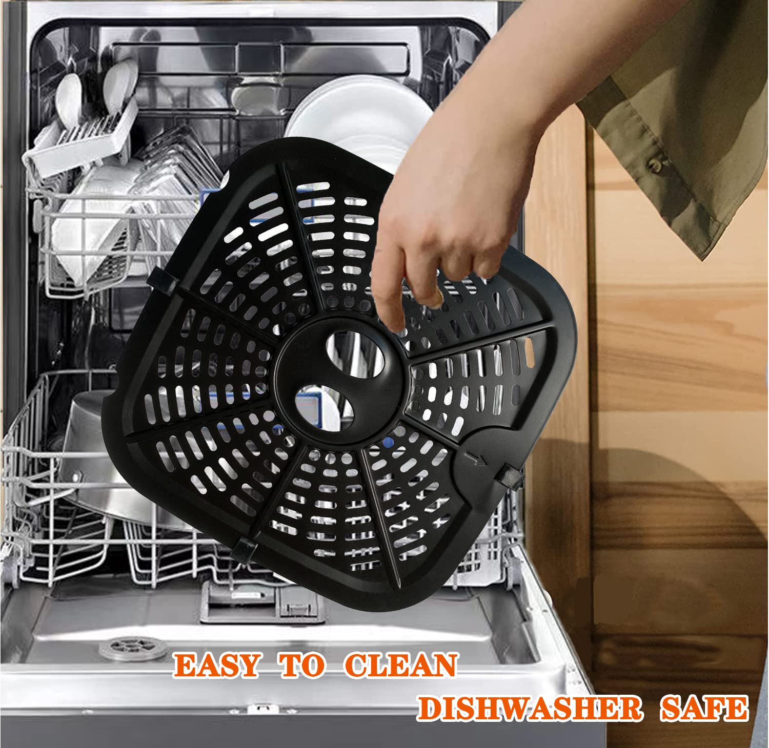 HEISENLIN Square Air Fryer Replacement Crisper Tray for 6.8QT Dreo Air Fryer Pro Max, 9.6IN Upgraded Double-layer Coating Air Fryer Grill Plate Pan Rack Grate Grid Insert for Dreo Air Fryers