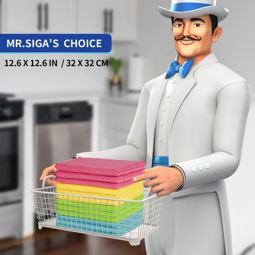 MR.SIGA Microfiber Cleaning Cloths - Pack of 12 | Ultra-Absorbent, 12.6" x 12.6" Size