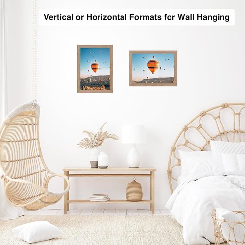 JCJMY 8x11 Picture Frame - Rustic Brown Wall Hanging & Tabletop Display | Mount Horizontally or Vertically