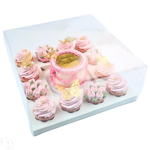 Chaney Depot LLC Bento Cake and Cupcake Box with Clear Box,12 Cupcake Insert with 6x6 Cake Cavity- 10 pack