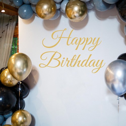 Happy Birthday Sign for Backdrop, Gold Happy Birthday Party Decal for Women Men, Large Happy Birthday Wall Decoration Decor Arch Backdrop Decal Sign Birthday Signs for Wall