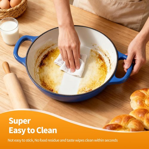 ONKO Dutch Oven For Sourdough Bread Baking, 6QT Enameled Cast Iron Dutch Oven Pot With Lid, Non-stick Sourdough Baking Pan with Bread Dome, Round Ceramic Dutch Ovens Pot with Cloche for Homemade