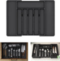 Skiennix Large Expandable Silverware Organizer - BPA-Free Plastic Utensil Tray for Kitchen Drawers | Adjustable Cutlery Holder