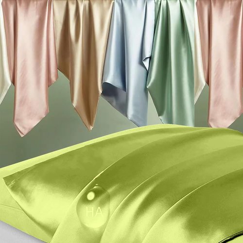 Mulberry Silk Pillowcases by Skiennix - Smooth, Anti-Acne Set of 2 | Standard Size, Olive Green