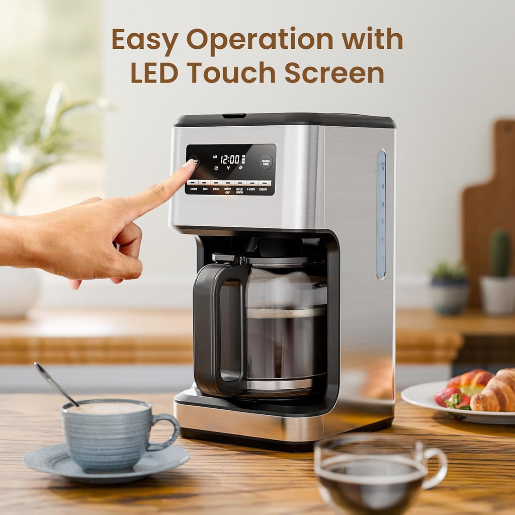Skiennix 14-Cup Programmable Coffee Maker - Reusable Filter & Keep Hot Plate, Stainless Steel