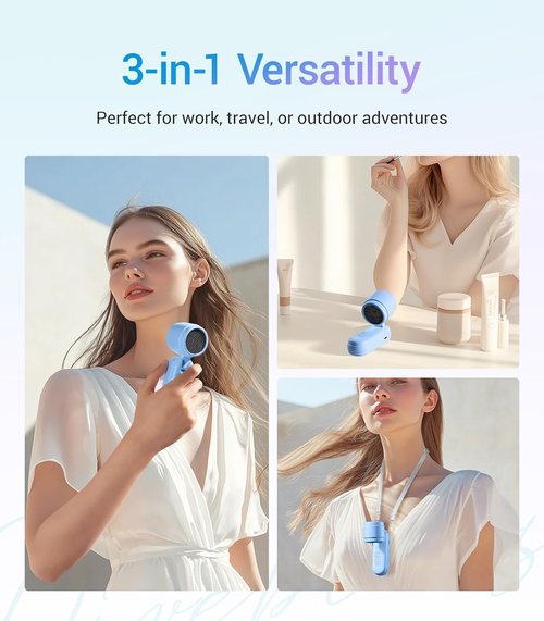 Diveblues High-Speed Portable Handheld Turbo Fan - USB Rechargeable, Compact Design for Travel & Home (Blue)