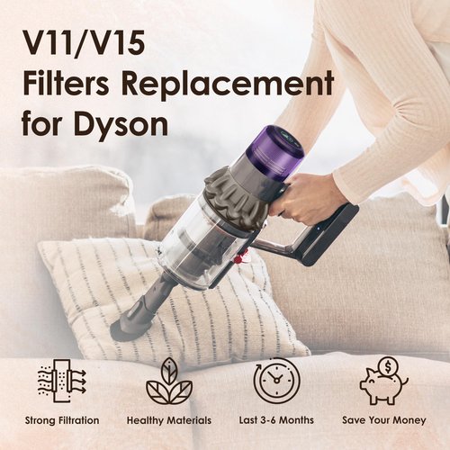 3 Pack V11 Filters Replacement for Dyson, Vacuum Filters Replacement Compatible with Dyson V11 Animal Torque Drive Complete V15 Detect Cordless Vacuum, Replace Part # 970013-02