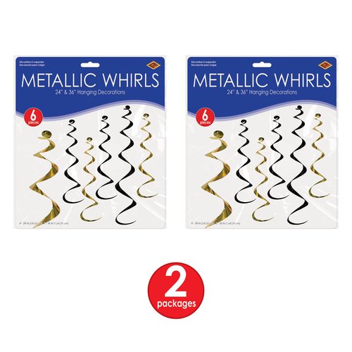 Beistle Twirly Whirlys Black and Gold Pack of 2