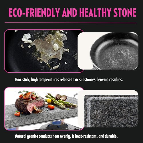 Artestia Hot Stone Steak Cooking Set – Long Heat Retention - Sizzling Steak Plate with Tray & Rack for Family Dinner, Indoor/Outdoor BBQ Grilling Gift