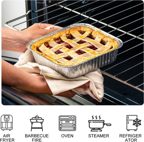 Aluminum Baking Cake Pans by [Brand Name] - 8x8 Square Foil Pans with Clear Plastic Lids for Easy Food Storage