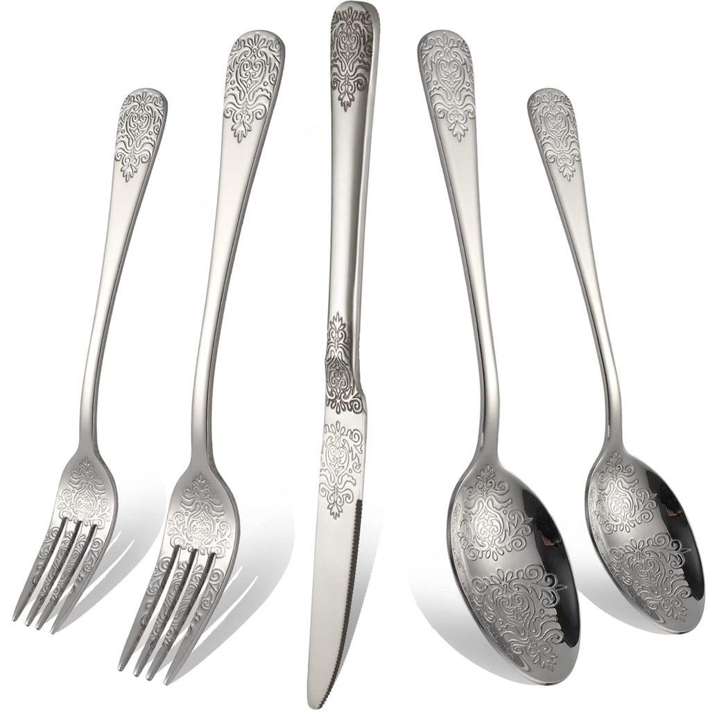Silverware Set 40 Pieces Stainless Steel Flatware Cutlery Set Service for 8 Kitchen Utensil Tableware Sets Include Knives Forks Spoons for Kitchen Home Restaurant