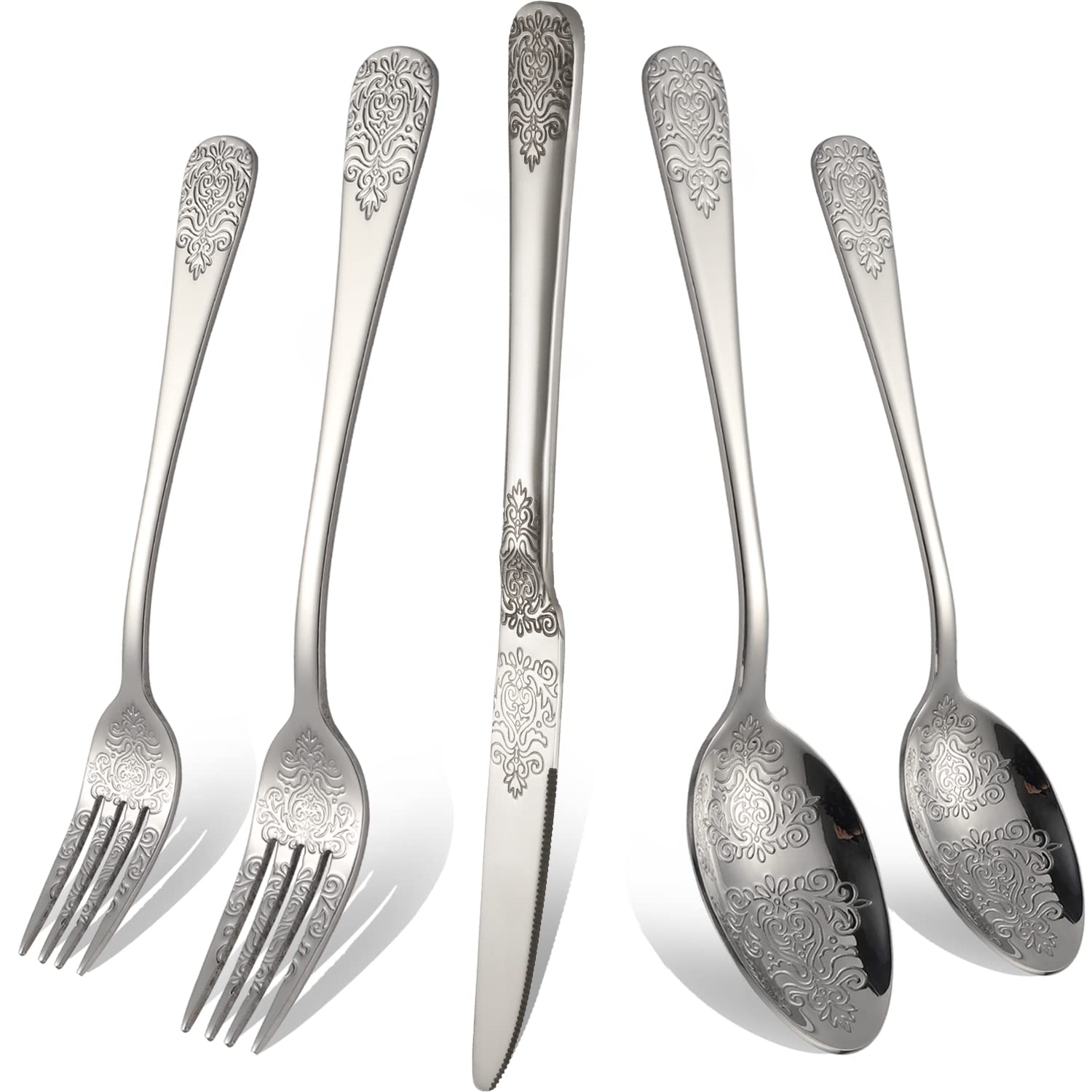 Silverware Set 40 Pieces Stainless Steel Flatware Cutlery Set Service for 8 Kitchen Utensil Tableware Sets Include Knives Forks Spoons for Kitchen Home Restaurant