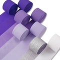 PartyWoo Purple Crepe Paper Streamers - 8pcs 656ft Light & Dark Purple, Lavender, White, Silver for Birthday & Graduation Decor