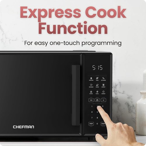 Chefman Microwave Oven - 0.9 Cu. Ft. Capacity, 900 Watts, 10 Power Levels & Child Safety Lock - Black