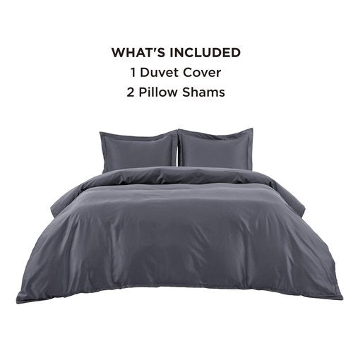 Bedsure Cooling Duvet Cover Queen Size - Moisture Wicking and Silky Eucalyptus Lyocell Cotton Hybrid Comforter Cover Set for Hot Sleeper - Buttery Soft and Breathable, Cooling Bedding Set, Dark Grey
