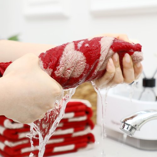 Frienda 4 Pcs Valentine's Day Hand Towels for Bathroom 13 x 29'' Soft 100% Cotton Red and White Hearts Decorative Towel Absorbent Valentine's Day Bathroom Decor for Drying Cleaning Cooking Gift