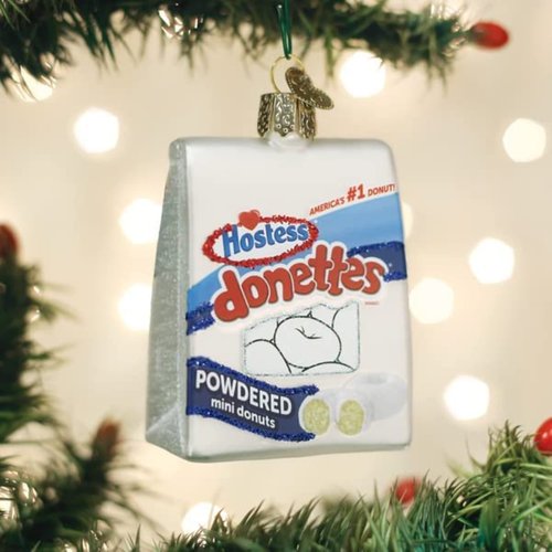 Old World Christmas Hostess Donettes Glass Blown Ornament for Christmas Tree, Handcrafted Holiday Decoration, Classic Dessert Collection