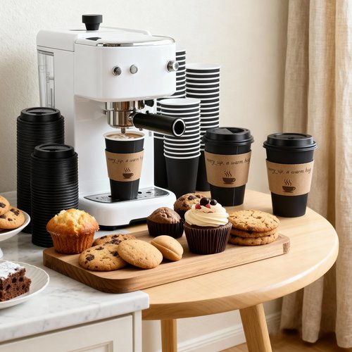 cuphug 100 Pack 12 oz Black Coffee Cups with Lids, To Go Paper Cups with Sleeves and Stirring Sticks, Insulated Disposable Coffee Cups for Hot/Cold Drinks and Daily Use
