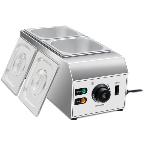 1000W Electric Chocolate Tempering Machine, Commercial Chocolate Melter with 2 Cylinders, Water Bath Heating, Adjustable Thermostat & Indicator Light, Stainless Steel Chocolate Warmer