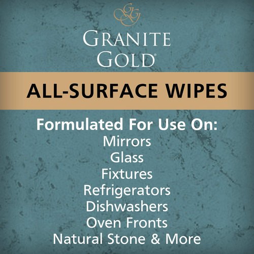 Grantie Gold All-Surface Cleaning Wipes, Deep-Cleans Stainless Steel, Mirrors, Glass, Appliances, Natural Stone, Brass, & Copper, Safe on Food-Prep Surfaces, Streak-Free, 40 Pre-Moistened Wipes
