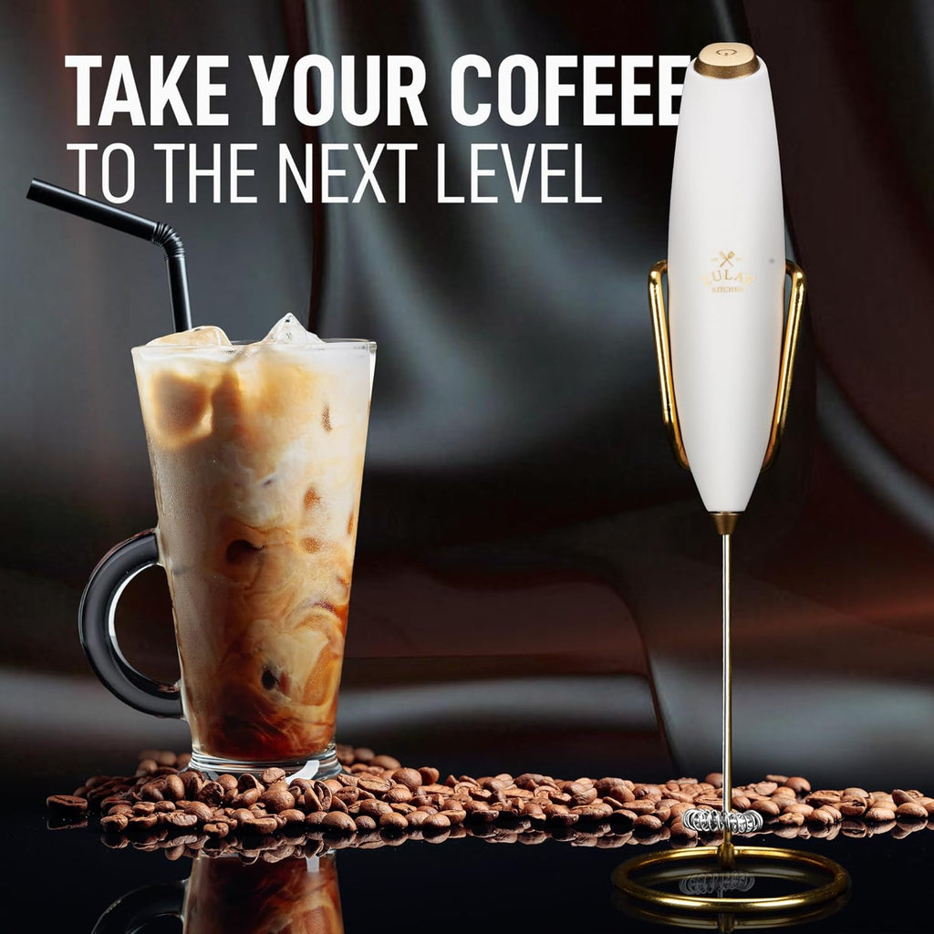 Zulay Kitchen Milk Frother - Luxury Handheld Electric Foam Maker with 4 Duracell Batteries | Perfect for Coffee, Lattes & Hot Chocolate