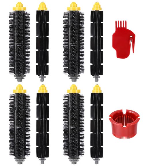 Yakerooter Replacement Parts Brush for IRobot Roomba 600 Series 694 692 690 680 675 665 660 655 650 640 630 625 621 620 615 614 610 606 605 & 700 Series 790 780 770 760(4 Sets Bristle & Beater Brush)