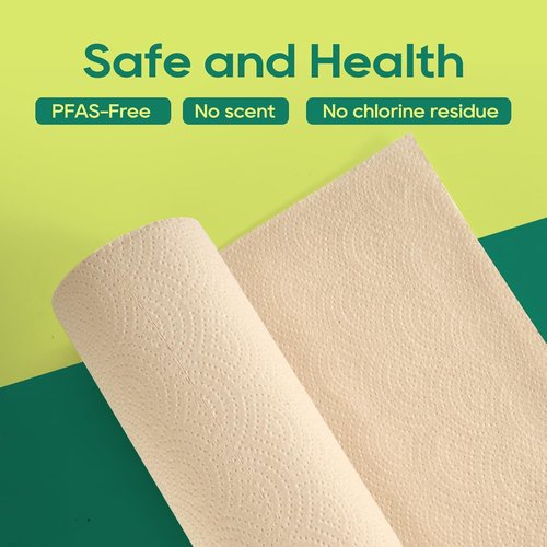 ECOlipak Paper Towels - Soft & Absorbent 2-Ply | 120 Sheets, 8 Rolls - Plastic-Free & Compostable