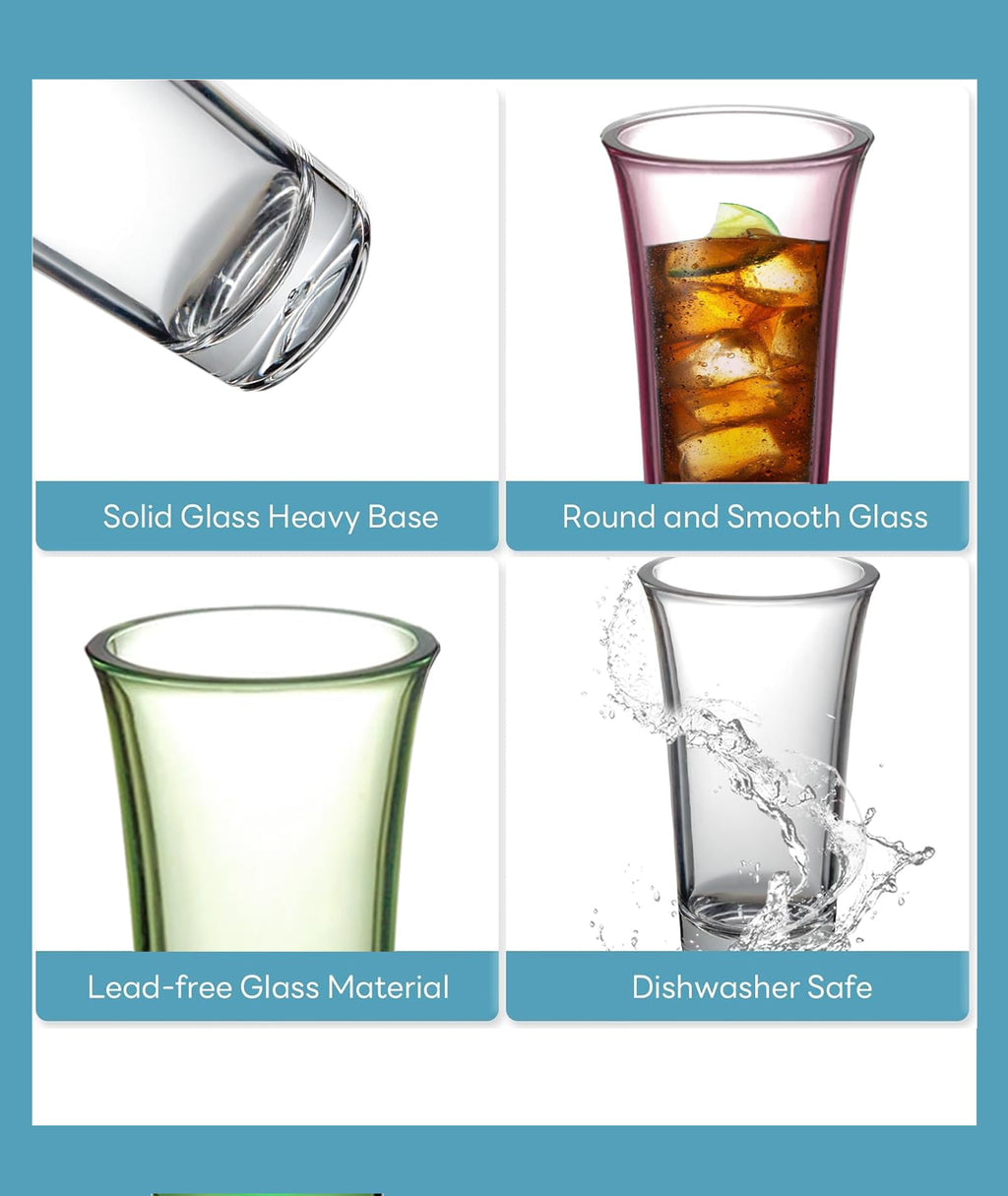 ADOTBLOB Set of 24 Acrylic Clear Shot Glasses- Thick Base, Sturdy Acrylic, Transparent Design - Perfect for Vodka, Tequila, and Cocktail - Great Gift for Men, Husband (24 Piece/Blue)