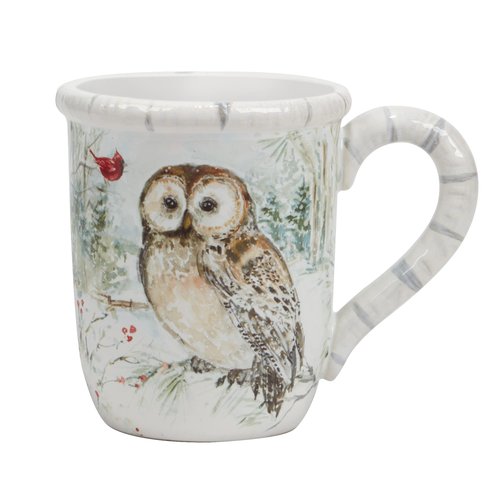 Winter’s Walk Set of 4 Ceramic Mugs – Enjoy hot cocoa, tea, or coffee in these delightful 16oz mugs adorned with foxes, owls, and raccoons, adding a touch of winter wonder to your mornings