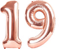 Rose Gold Number 19 Balloons by [Brand Name] - 40-Inch Foil Birthday Decorations for Men & Women